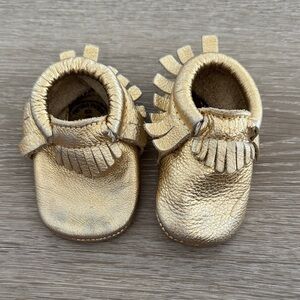 Freshly Picked Shiny Gold Moccasins